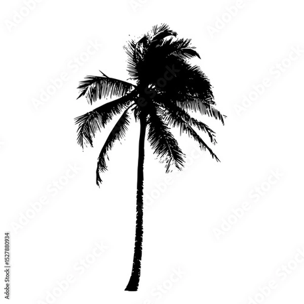 Fototapeta a silhouette of a palm tree on a white background black, palm tree, silhouette , Generative art.