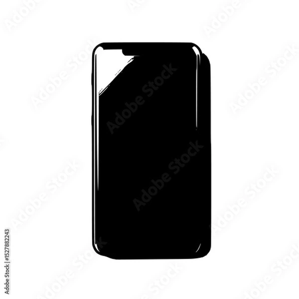 Obraz a black and white silhouette of a smart phone black, case, icon, phone, silhouette , Generative art.