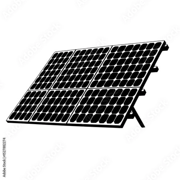 Obraz a black and white illustration of a solar panel 3d, black, illustration, panel, silhouette, solar , Generative art.