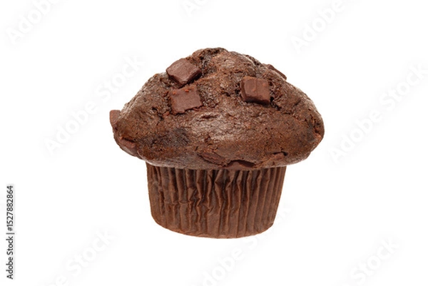Obraz Chocolate chunk muffin isolated on white