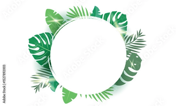 Obraz 
Tropical leaves background with frame.
