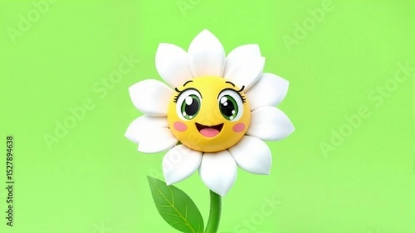 Obraz A cartoon flower with a big smile on its face