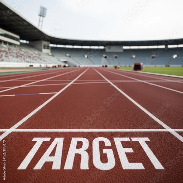 Fototapeta Pista di Atletica con Traguardo Target concetto di obbiettivo, risultato, determinazione