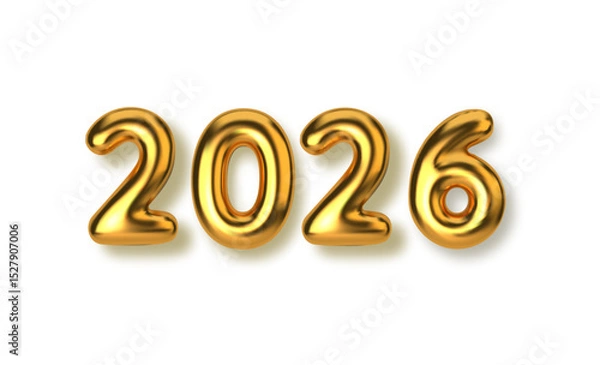 Obraz 3d Gold 2026 numbers vector illustration, perfect for New Year celebration designs, holiday decorations, and festive promotions. Luxurious style, ideal for event marketing and digital media.