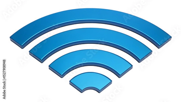 Fototapeta Blue Wi Fi Signal Icon Wireless Internet Symbol for Network Connection and Communication with white background