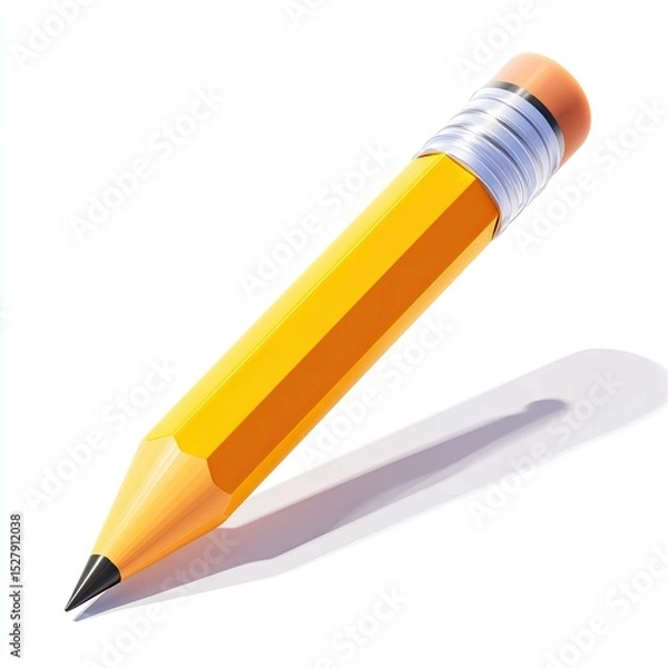 Fototapeta A bright yellow pencil, sharpened and ready to write