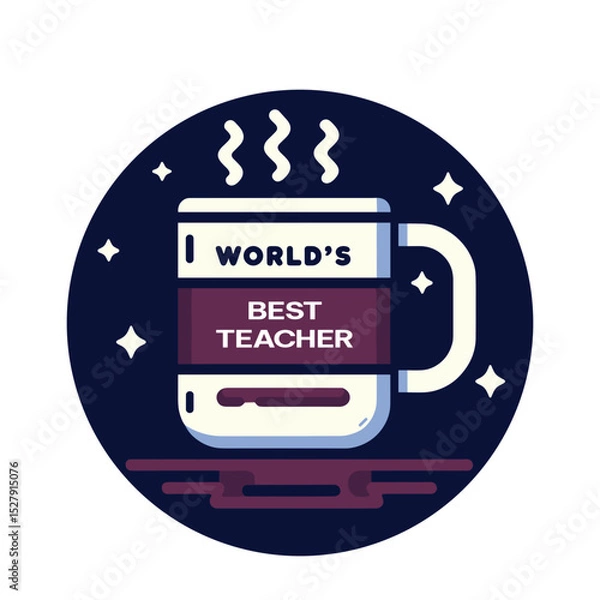 Obraz Icon of a mug with the text "World’s Best Teacher" in a circular design, coffee theme