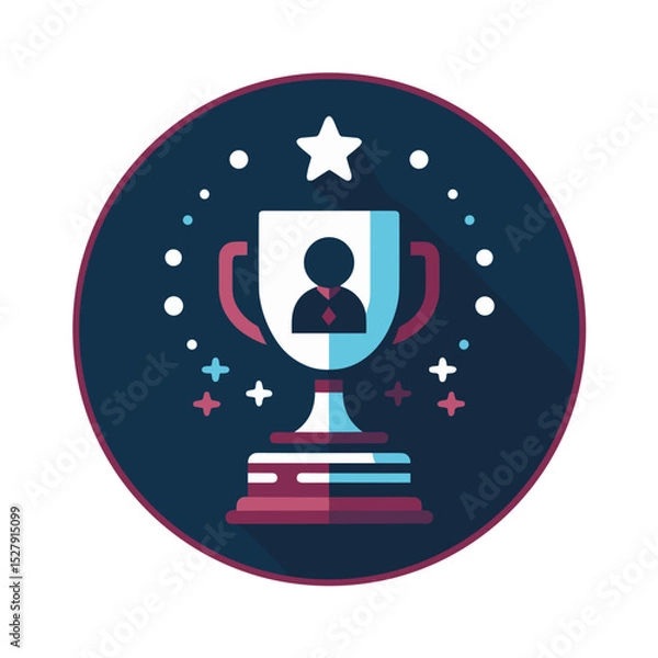 Obraz Icon of a trophy with a star and figure in a circular design, achievement and recognition theme