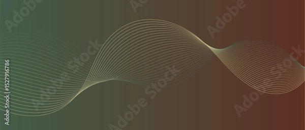 Fototapeta Abstract wave lines in cream-brown gradient on minimalist background. Futuristic and dynamic look, perfect for tech, digital, and modern design projects.