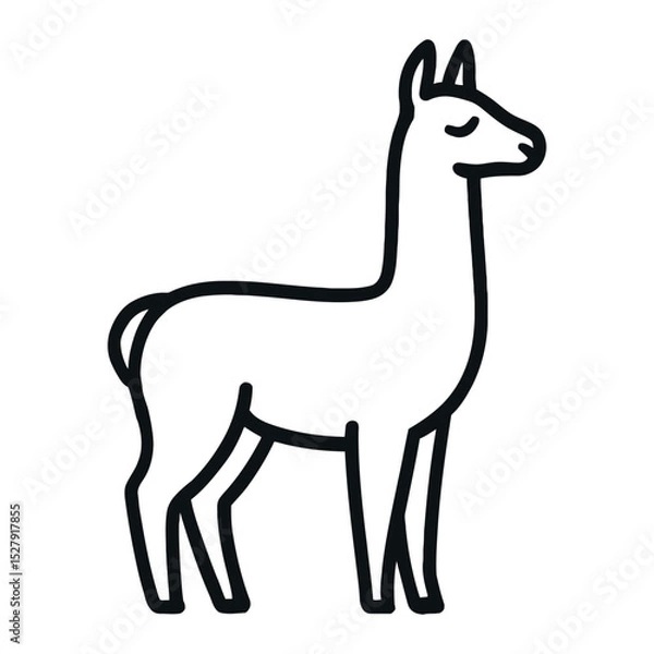 Fototapeta Minimalist Line Art of Standing Llama in Simple Outline Style