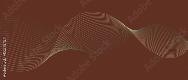 Fototapeta Abstract wave lines in cream-brown gradient on minimalist background. Futuristic and dynamic look, perfect for tech, digital, and modern design projects.