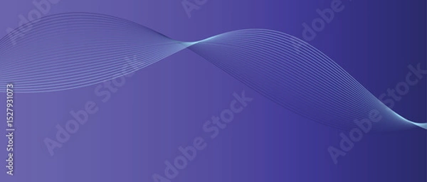 Fototapeta Abstract wave lines in blue gradient on minimalist background. Futuristic and dynamic look, perfect for tech, digital, and modern design projects.