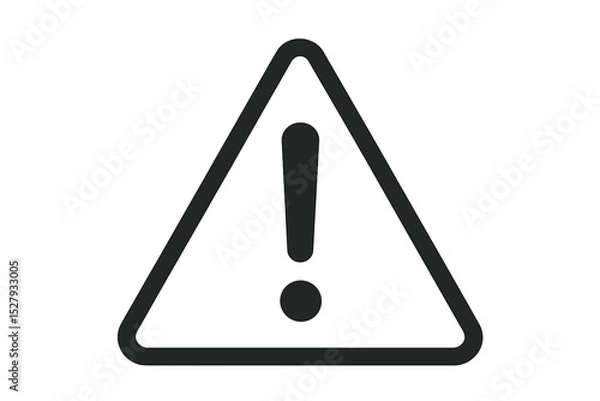Fototapeta Simple black triangle sign with exclamation mark isolated on white background vector illustration