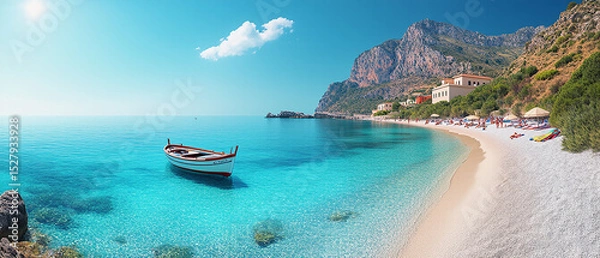 Obraz Cala rocciosa con mare calmo e trasparente.