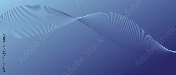 Fototapeta Abstract wave lines in blue gradient on minimalist background. Futuristic and dynamic look, perfect for tech, digital, and modern design projects.