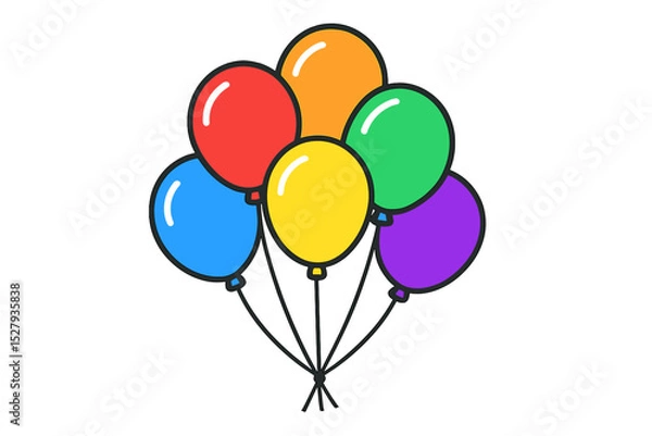 Fototapeta Bunch of colorful balloons vector illustration isolated on a white background suitable for party and celebration needs