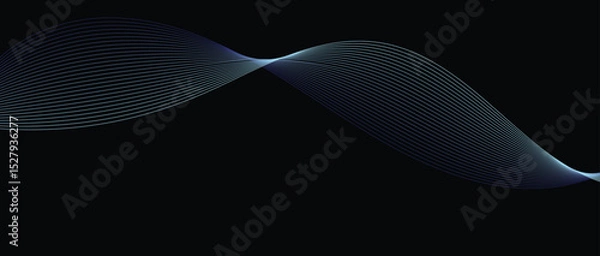 Fototapeta Abstract wave lines in blue gradient on minimalist background. Futuristic and dynamic look, perfect for tech, digital, and modern design projects.