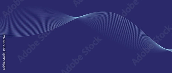 Fototapeta Abstract wave lines in blue gradient on minimalist background. Futuristic and dynamic look, perfect for tech, digital, and modern design projects.