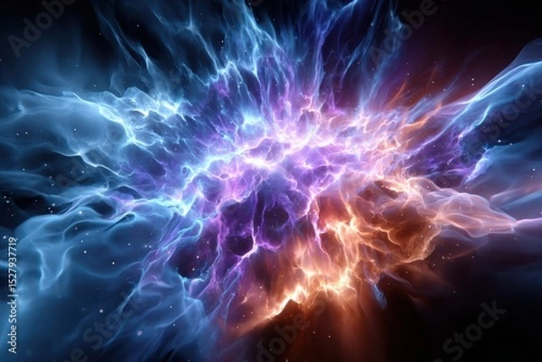 Obraz Bright swirling colors create cosmic explosion with vibrant shades of blue and orange