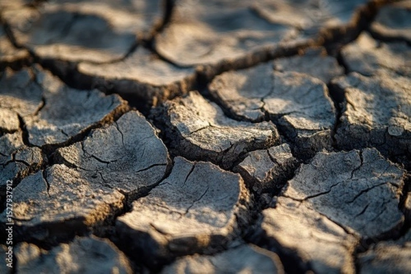 Fototapeta Dried Earth: Cracked Soil Texture in Sabah, Malaysia.