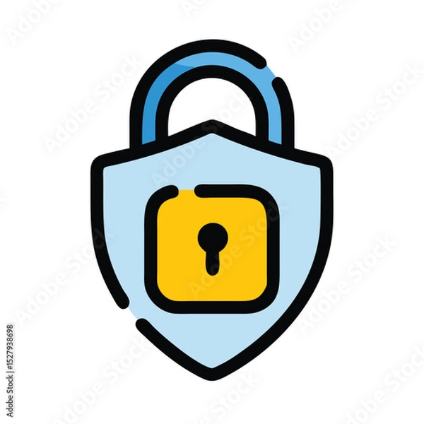 Fototapeta Lock shield icon with blue and beige colors representing security and protection in a reliable design 