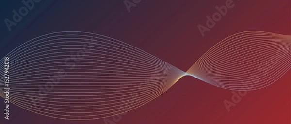 Fototapeta Abstract wave lines in blue-yellow gradient on minimalist background. Futuristic and dynamic look, perfect for tech, digital, and modern design projects.