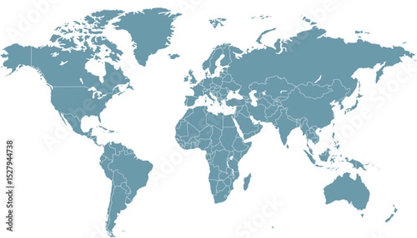 Obraz World map. Grey modern vector map. Silhouette map.	