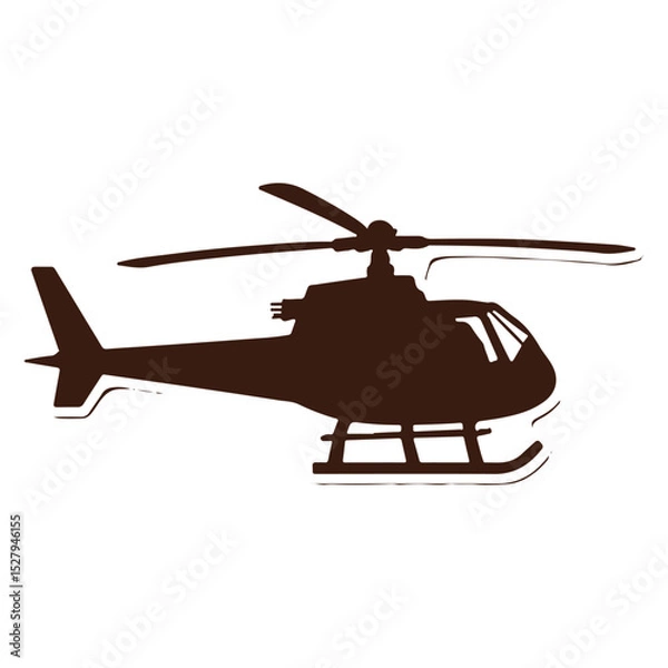Obraz Graphic image of a modern helicopter silhouette set against a white background