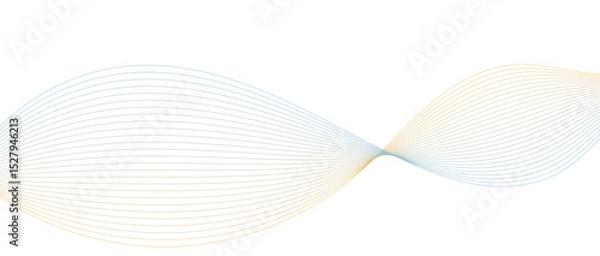 Fototapeta Abstract wave lines in blue-yellow gradient on minimalist background. Futuristic and dynamic look, perfect for tech, digital, and modern design projects.