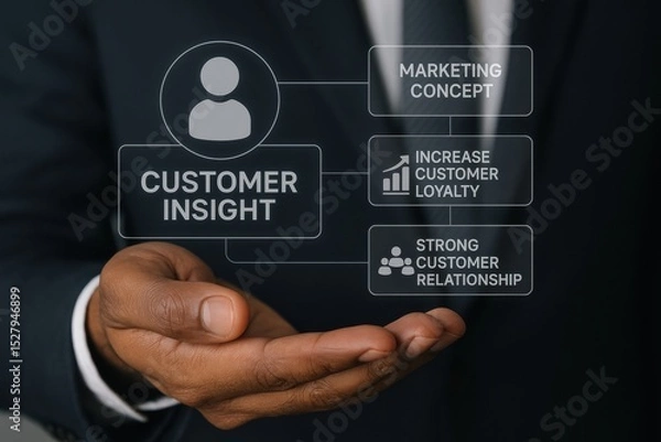 Fototapeta Customer insight and marketing strategy concept with icons