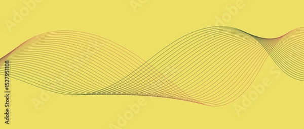 Fototapeta Abstract wave lines in red-green gradient on minimalist background. Futuristic and dynamic look, perfect for tech, digital, and modern design projects.