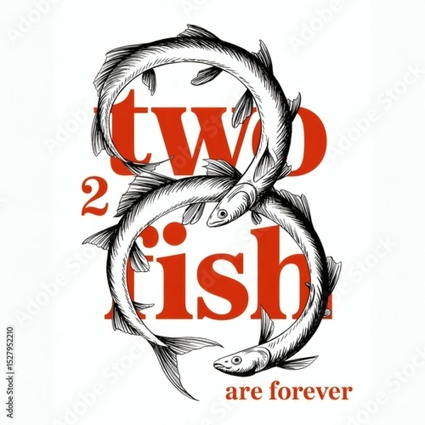 Obraz Dynamic Minimalist Fish Spiral: Bold Red & Black Line Art Book Cover Design