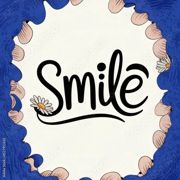 Obraz Playful Minimalist Smile Typography Art Print - Modern Decor for Joyful Spaces