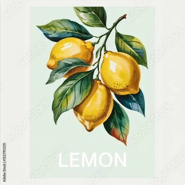 Obraz Radiant Lemon Branch Watercolor: A Fresh Botanical Art Print for Your Space