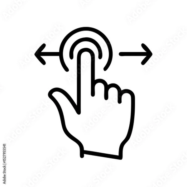 Obraz Minimal icon of a hand swiping left and right, symbolizing touch screen interaction and gesture-based navigation.
