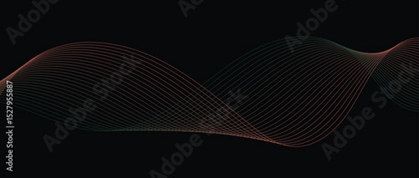 Fototapeta Abstract wave lines in red-green gradient on minimalist background. Futuristic and dynamic look, perfect for tech, digital, and modern design projects.