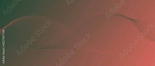 Fototapeta Abstract wave lines in red-green gradient on minimalist background. Futuristic and dynamic look, perfect for tech, digital, and modern design projects.