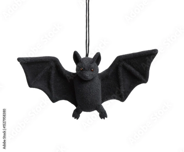 Obraz A detailed plush black bat with its wings spread, perfect for Halloween decorations.
