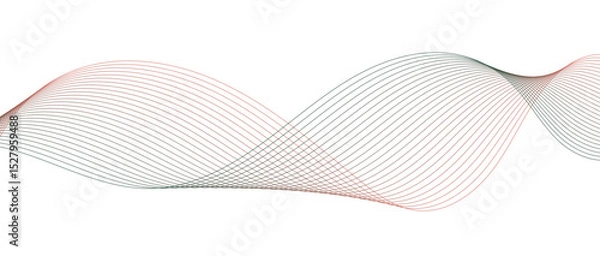 Fototapeta Abstract wave lines in red-green gradient on minimalist background. Futuristic and dynamic look, perfect for tech, digital, and modern design projects.