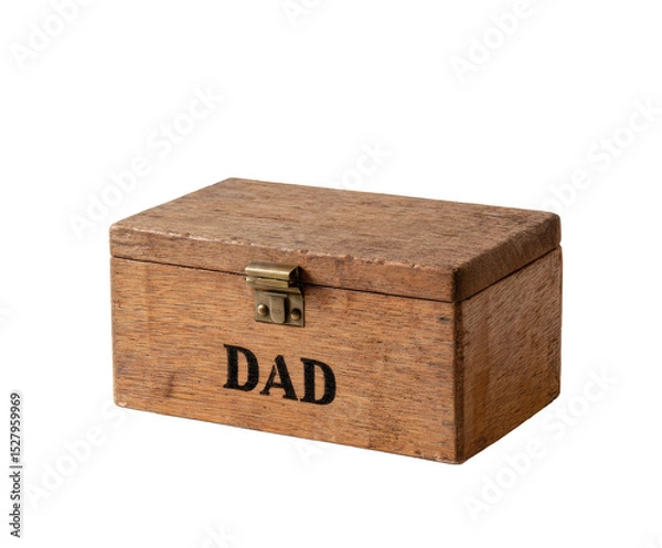 Obraz A rustic wooden box labeled 'DAD', ideal for a thoughtful Father's Day gift or a personal keepsake.