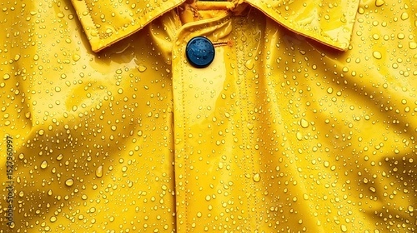Fototapeta A raincoat with water droplets beading on its surface, showing the impermeable nature of the material