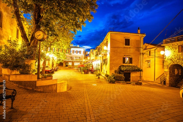 Obraz Dobrinj, Krk island. Hill town of Dobrinj on Krk island evening street view