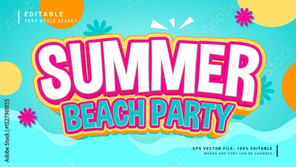 Obraz Summer beach party 3d editable text effect vacation style