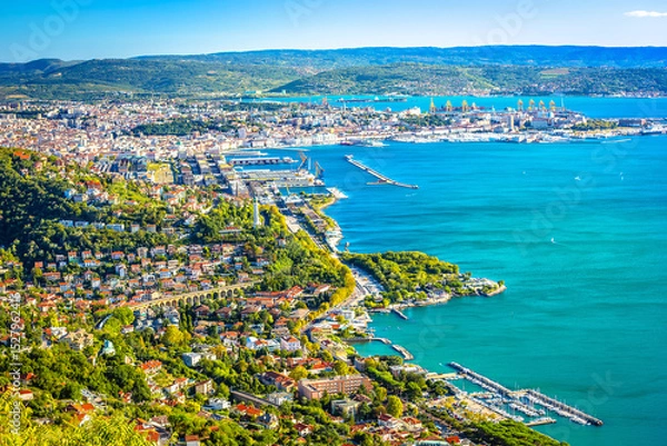 Obraz Trieste, Italy. Aerial view of Trieste coastline view