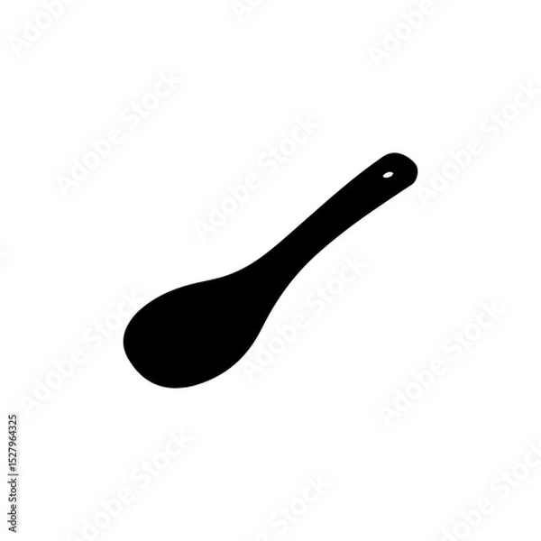 Fototapeta Rice spoon silhouette vector flat illustration design.