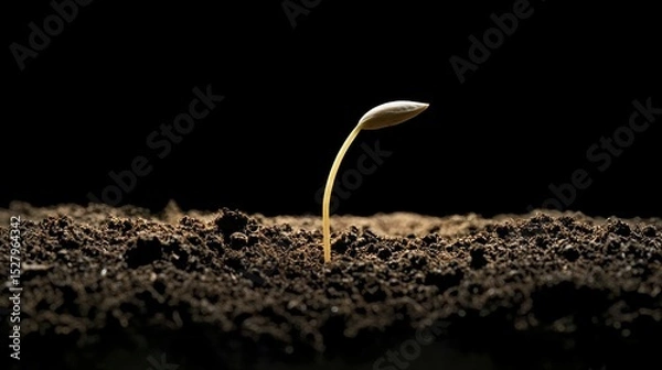 Fototapeta A seed being planted in soil, representing the metaphorical and literal act of something being implanted
