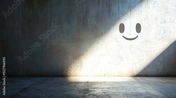 Fototapeta A subtle smile exchanged between two people in a quiet room, representing an imperceptible moment of connection