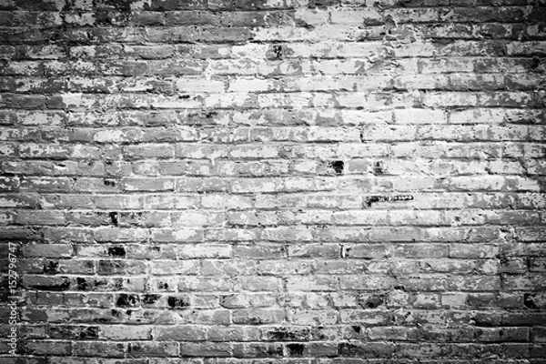 Obraz Old brick wall background. Black and white grunge texture.