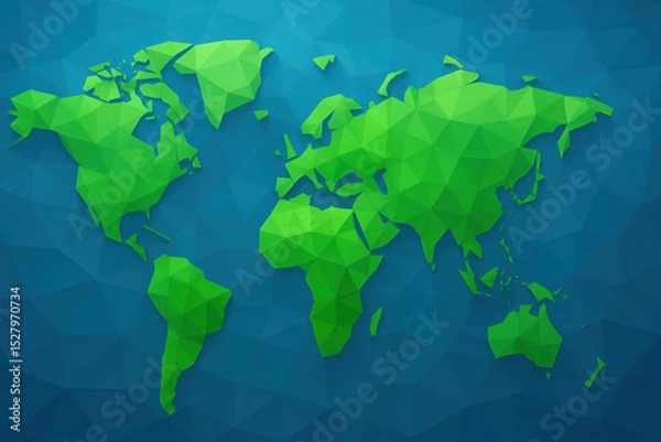 Obraz A stylized polygonal world map highlights global connectivity and geographic diversity symbolizing international business and strategy