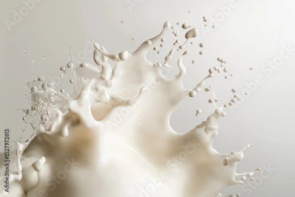 Fototapeta abstract composition of white foam captured in motion against a soft, neutral background. The foam appears dynamic and fluid